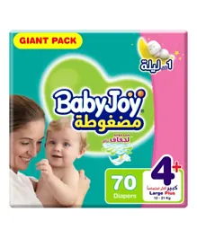 BabyJoy Compressed Diamond Pad, Size 4+ Large Plus, 12 to 21 kg, Giant Pack, 70 Diapers