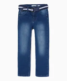 زيبي جينز كلاسيك مع حزام - أزرق