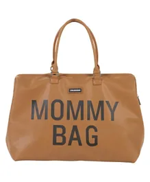 حقيبة للأمهات من تشايلد هوم بمظهر جلدي كبير مع مفرش تغيير الحفاضات - بني
