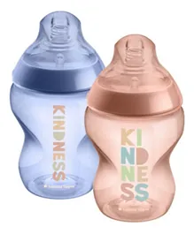 Tommee Tippee Closer to Nature Slow-Flow Baby Bottles with Anti-Colic Valve Be Kind Pack of 2 - 260mL