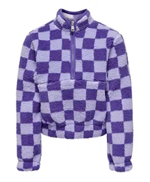 Only Kids Checked Pullover - Violet