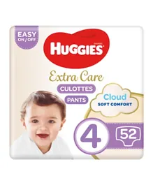Huggies - Extra Care Culottes, Pants Style Diapers Size 4 (9 - 14 Kg), Jumbo Pack Of 52