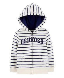 OshKosh B'Gosh Striped Logo Fleece Hoodie - White