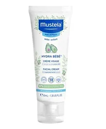 Mustela Hydra Bebe Facial Cream 40mL - Nourishing Daily Baby Face Lotion with Shea Butter & Avocado Perseose