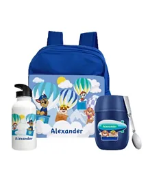 Essmak Paw Patrol Hot Air Balloon Personalized Thermos and Backpack Set Blue - 11 Inches