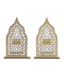 Hilalful Ramadan & Eid Al-Fitr Wooden Door Wreath & Table Display - Arabic