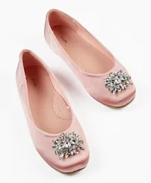 Zippy Rhinestone Slip On Ballerinas - Pink