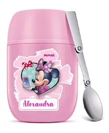 Essmak Disney Minnie Personalized Food Thermos Jar With Spoon Pink - 475mL