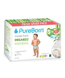 PureBorn Organic Nappy Value Pack Daisys Size 5 - 88 Pieces