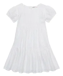 Minoti - Tiered Broderie Anglais Dress - White