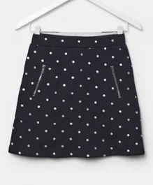 Neon Polka Dot Printed Skirt - Black