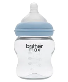 بروذر ماكس - زجاجة رضاعة ذات رقبة واسعة للغاية مضادة للمغص باللون الأزرق - 160 مل