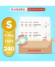 MAKUKU Comfort Fit Baby Tape Diapers Size 2 Pack of 8 - 30 Pieces Each