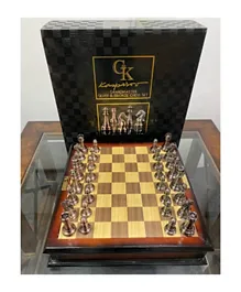 طقم لعبة الشطرنج جراند ماستر من  إمباسادور كاسباروف بلون فضي وبرونزي - للاعبين