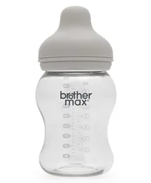 بروذر ماكس - زجاجة تغذية رضاعة عريضة الرقبة بسعة 240 مللي - لون رمادي