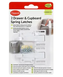 Clippasafe Drawer & Cupboard Spring Latches White -  Pack of 2
