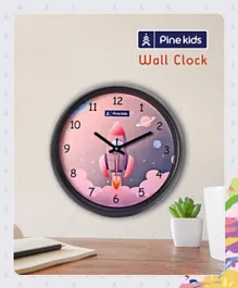 Pine Kids Rocket Wall Clock - Pink & Black