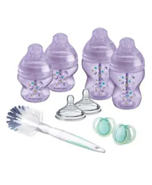 Tommee Tippee Advanced Anti-Colic Slow-Flow Newborn Baby Bottle Starter Kit Purple- Mixed Sizes