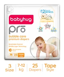 Babyhug Pro Bubble Care Premium Tape Style Diapers Size 3 - 25 Pieces