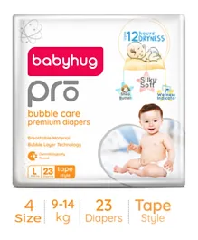 Babyhug Pro Bubble Care Premium Tape Style Diapers Size 4 - 23 Pieces