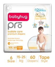 Babyhug Pro Bubble Care Premium Tape Style Diapers Size 6 - 60 Pieces