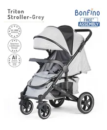 Bonfino Triton Baby Stroller with Adjustable Canopy & Recliner - Grey