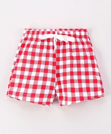 Game Begins Checked Shorts - Red