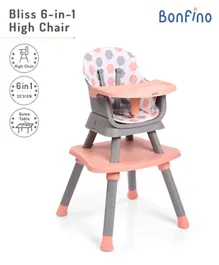 Bonfino 6-in-1 Bliss High Chair with Removable Food Tray - Pink