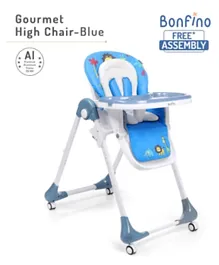 Bonfino Gourmet High Chair With 7 Level Height Adjustment - Blue