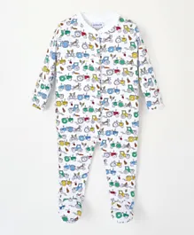 JoJo Maman Bebe Tractor Print Sleepsuit - Multicolor