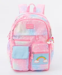 Bonfino Rainbow Embroidered Backpack Pink - 12 Inches