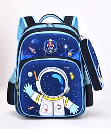 Bonfino Astronaut Backpack for Boys with Pencil Pouch, Dirt-Resistant, Padded Straps Blue -  16 Inches