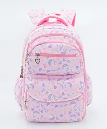 Bonfino Unicorn Purple Backpack - Secure Zipper 18 inches School Bag with 2 Compartments for Kids