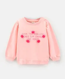 Bonfino Flower Embellished Sweatshirt - Pink