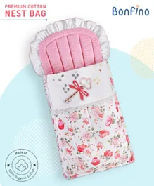 Bonfino Premium Organic Cotton Nest Bag Cupcake Print - Pink & White