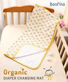 Bonfino Premium 100% Organic Cotton Diaper Changing Mat Honey Bee Print - Yellow