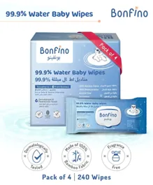 Bonfino 99.9% Water Baby Wipes - 240 Pieces
