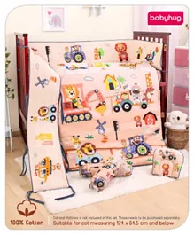 بيبي هاغ - طقم غطاء سرير الأطفال بطبعات حيوانات - متعدد الألوان