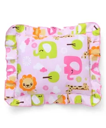 Babyhug Jungle Safari Pink Pillow for Infants 0-3 Years, Comfortable Rest & Sleep Support, 28x24 cm