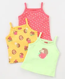 Babyhug 100% Cotton Heart Print Slips Pack of 3 - Pink Yellow & Blue