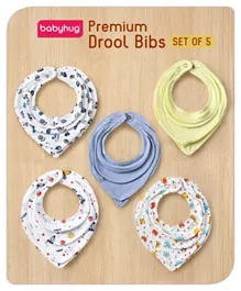 Babyhug Drool Bibs Rocket Print  Pack of 5 - Yellow & White