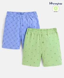 Honeyhap Premium 100% Cotton Bio Washed Mid Thigh Length Pack of 2 Noughts & Crosses - Green & Blue