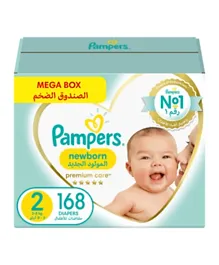 Pampers Premium Care Taped Diapers Mini Size 2 - 168 Pieces