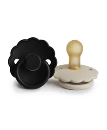 FRIGG Daisy Latex Baby Pacifier 2-Pack Jet Black/Cream - Size 1