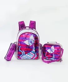 طقم حقيبة مدرسية بتصميم حورية البحر مع حقيبة غداء ومقلمة من فاب ان فانكي - متعددة الألوان