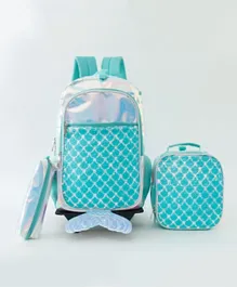 طقم حقيبة مدرسية بعجلات مع حقيبة غداء ومقلمة من فاب ان فانكي - أزرق
