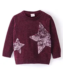 Babyhug Full Sleeves Pullover Sweater with Sequin Detailing - Maroon