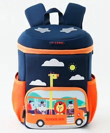 Bonfino Navy Blue School Bus Backpack - 13', Padded Straps, Spacious Compartments, Ages 3+