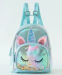 Unicorn Embellished Backpack Blue - 8 Inches