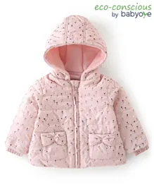 Babyoye Glitter Heart Printed Full Sleeves Jackets- Light Pink